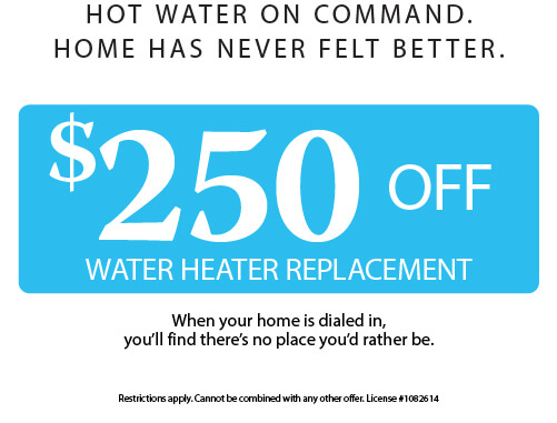 Boyd Plumbing coupon advertising $250 off for a water heater replacement - Boyd Plumbing