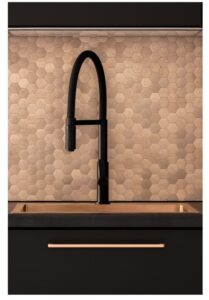 brand new, modern, black kitchen faucet 